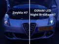 Porównanie żarówek: zwykła H7 vs OSRAM LED Night Breaker H7. Lepsza widoczność nocą dzięki nowym żarówkom.