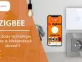 ZIGBEE to technologia dla inteligentnych domów. Na ekranie telefonu widać aplikację Tuya z pomiarem kWh, obok włącznik światła i gniazdko.