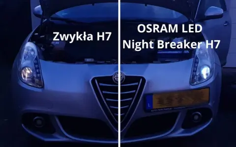 Porównanie żarówek: zwykła H7 vs OSRAM LED Night Breaker H7. Lepsza widoczność nocą dzięki nowym żarówkom.