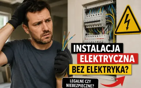 Zastanawiasz się nad instalacją elektryczną i ceną robocizny? Mężczyzna z przewodami w ręku i rozdzielnicą elektryczną w tle.