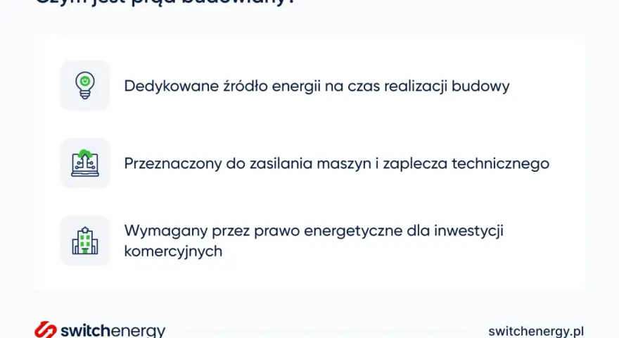 Prąd budowlany to dedykowane źródło energii na czas budowy, zasilające maszyny i zaplecze techniczne. Jest wymagany przez prawo.