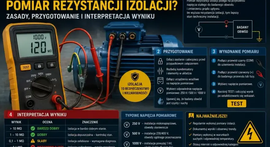Pomiar rezystancji izolacji: jak go wykonać, przygotować i zinterpretować wyniki. Dowiedz się, co to jest rezystancja izolacji i dlaczego jest ważna dla bezpieczeństwa.
