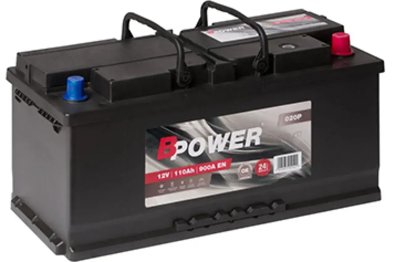 Czarny akumulator BPOWER 12V 110Ah, idealny do samochodu. Warto sprawdzić jego pozycję w rankingu akumulatorów.