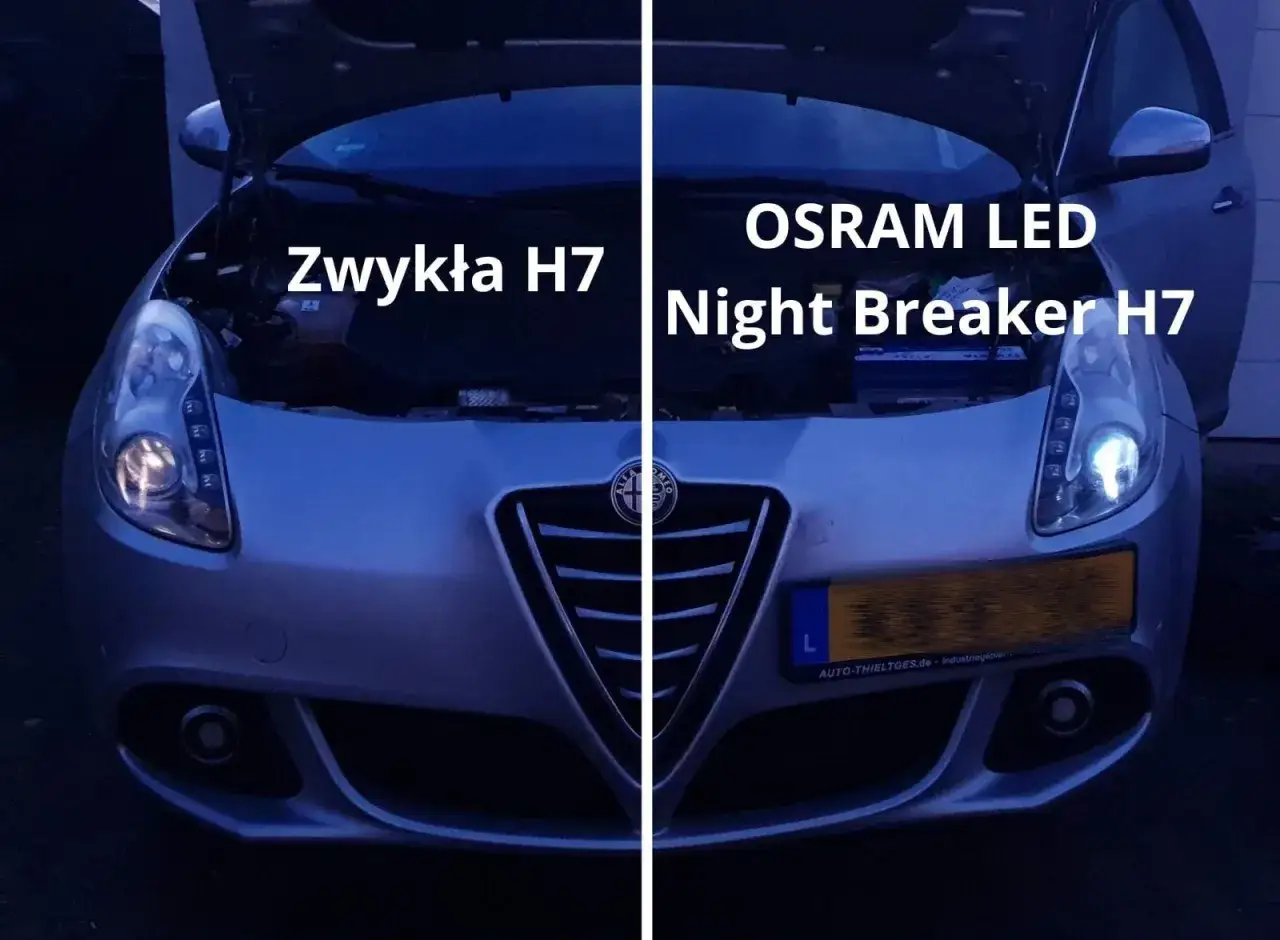 Porównanie świateł mijania: zwykła H7 vs OSRAM LED Night Breaker H7. Lepsza widoczność nocą dzięki nowym światłom.