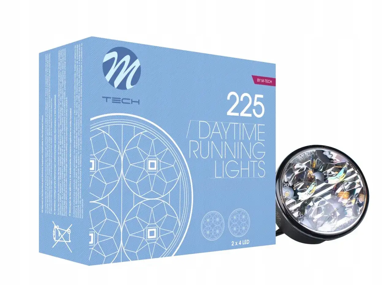Opakowanie z lampami do jazdy dziennej drl. Zestaw M-TECH 225, 2x4 LED.