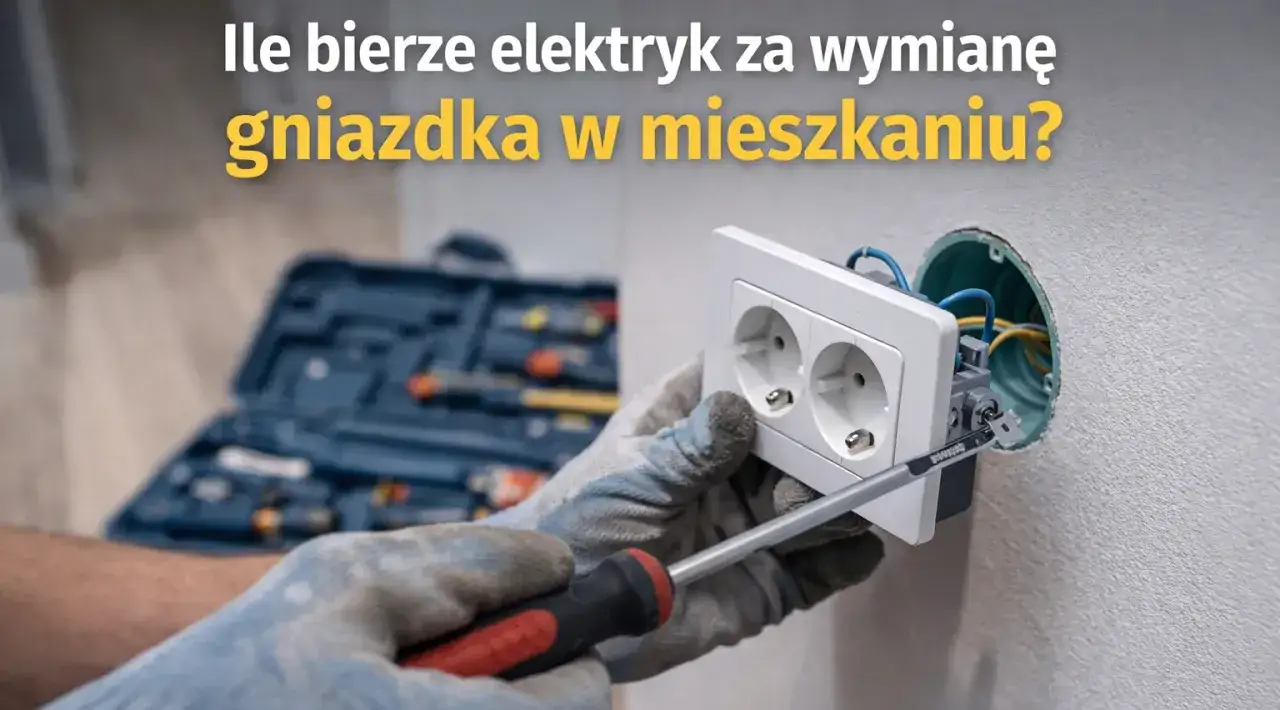 Elektryk montuje gniazdko. Sprawdź, jaka jest montaż gniazdka cena i koszty wymiany.